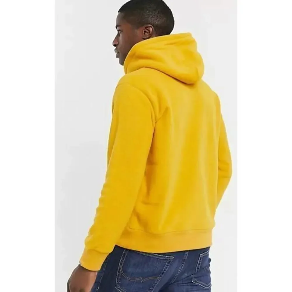 Men's Levi's Logo Polar Fleece Hoodie Sweatshirt Golden Yellow New with Tags L